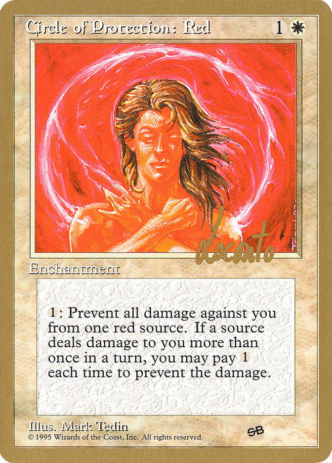 Circle of Protection: Red (Michael Loconto) (SB) (4ED) [Pro Tour Collector Set] | Exor Games Summserside