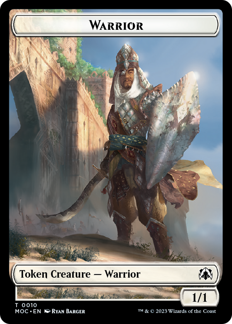 Warrior // Elspeth, Sun's Champion Emblem Double-Sided Token [March of the Machine Commander Tokens] | Exor Games Summserside