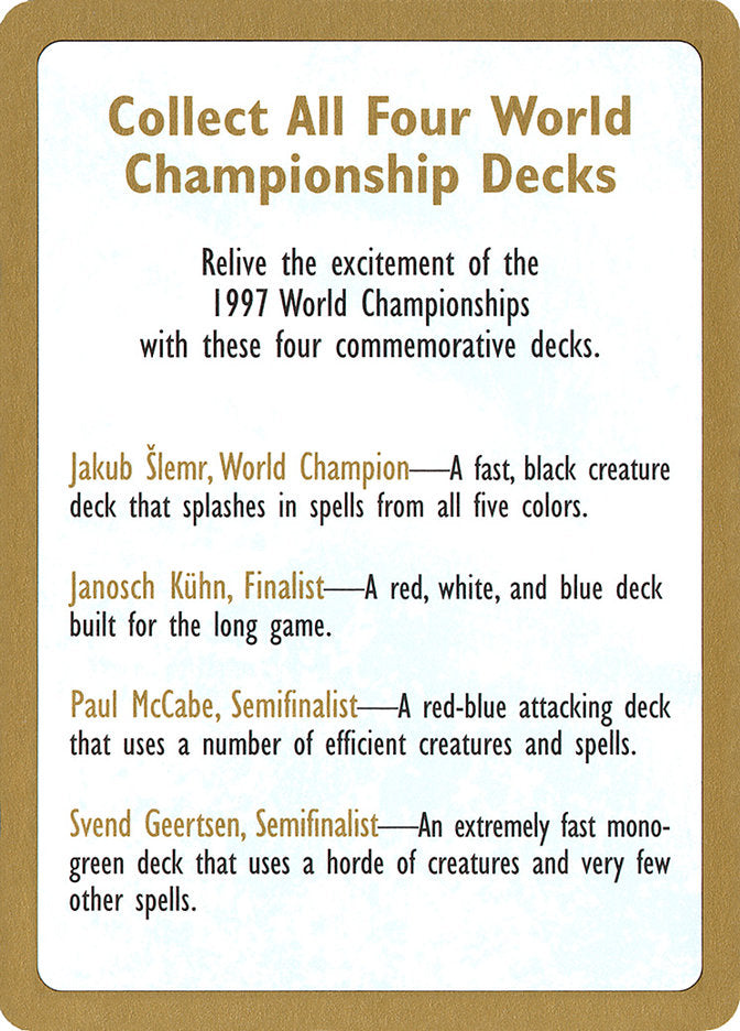 1997 World Championships Ad [World Championship Decks 1997] | Exor Games Summserside