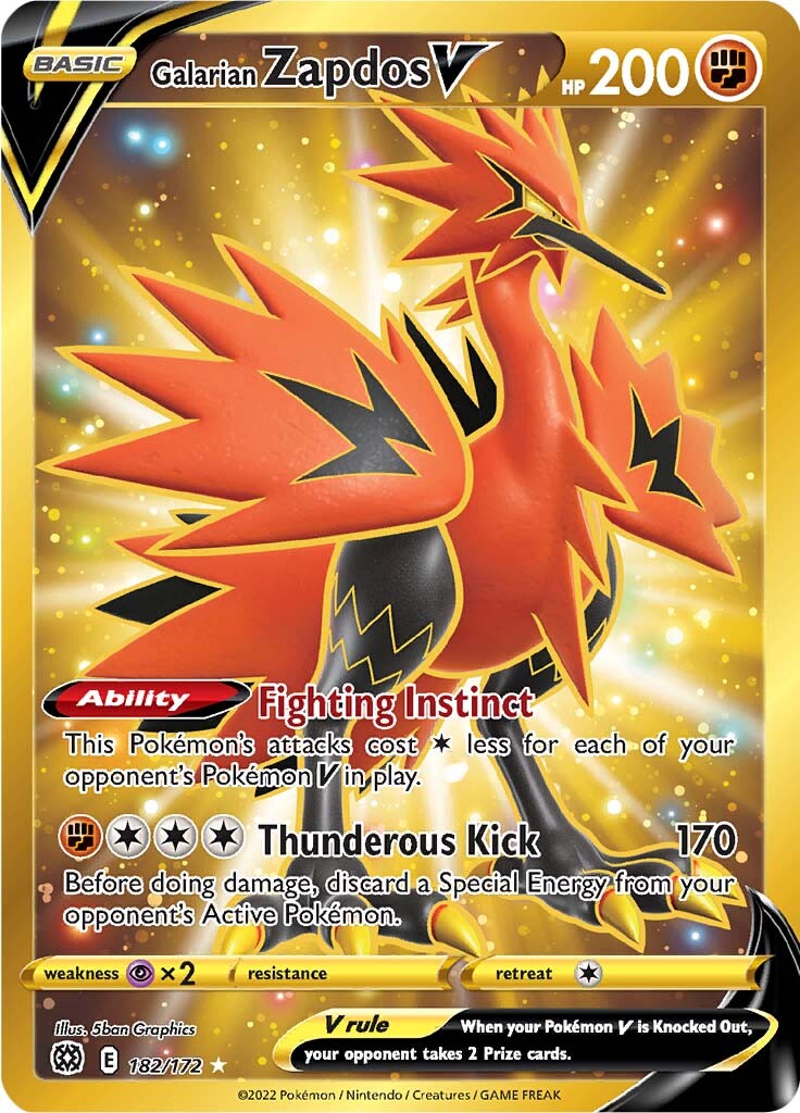 Galarian Zapdos V (182/172) [Sword & Shield: Brilliant Stars] | Exor Games Summserside