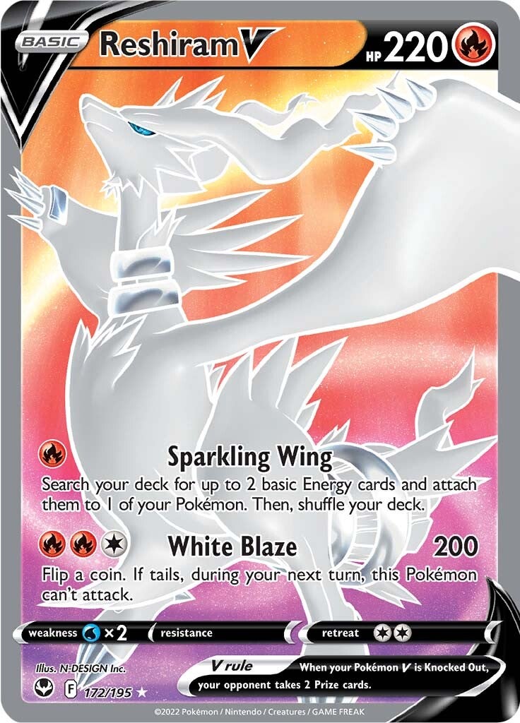 Reshiram V (172/195) [Sword & Shield: Silver Tempest] | Exor Games Summserside