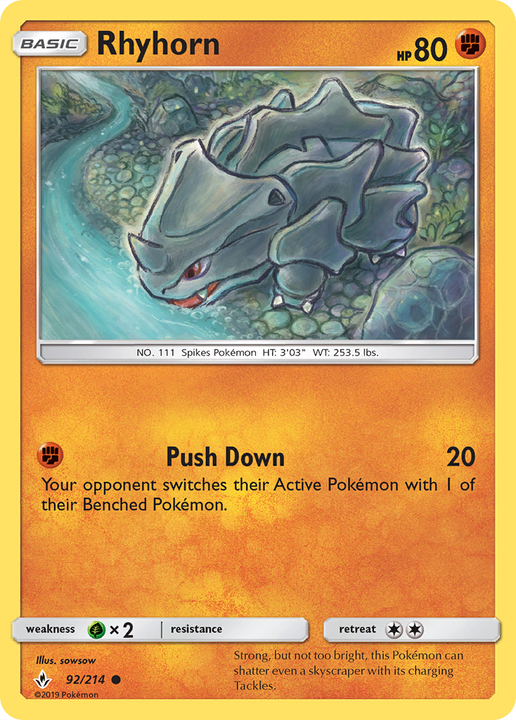 Rhyhorn (92/214) [Sun & Moon: Unbroken Bonds] | Exor Games Summserside