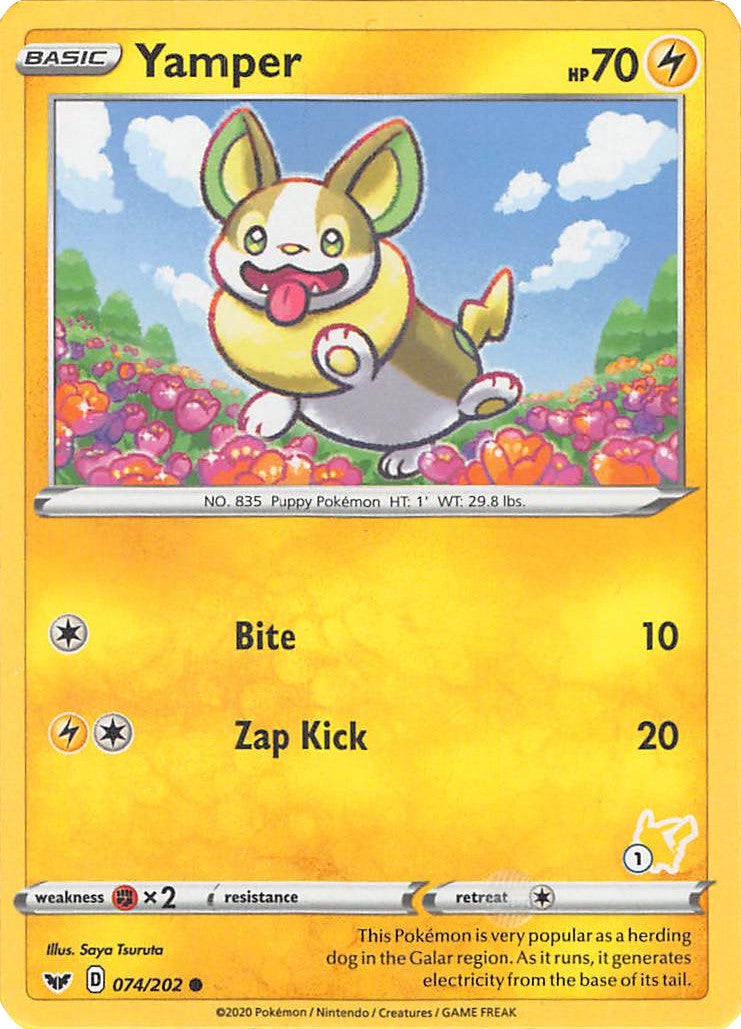 Yamper (074/202) (Pikachu Stamp #1) [Battle Academy 2022] | Exor Games Summserside