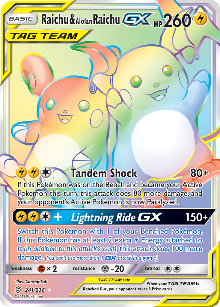 Raichu & Alolan Raichu GX (241/236) [Sun & Moon: Unified Minds] | Exor Games Summserside