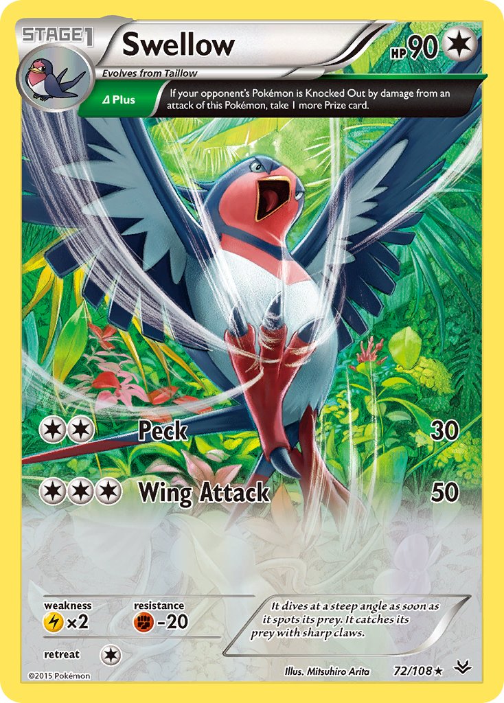 Swellow (72/108) (Theme Deck Exclusive) [XY: Roaring Skies] | Exor Games Summserside