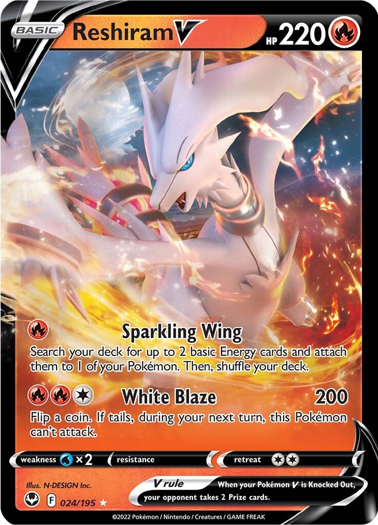 Reshiram V (024/195) [Sword & Shield: Silver Tempest] | Exor Games Summserside