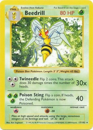 Beedrill (17/102) [Base Set Shadowless Unlimited] | Exor Games Summserside