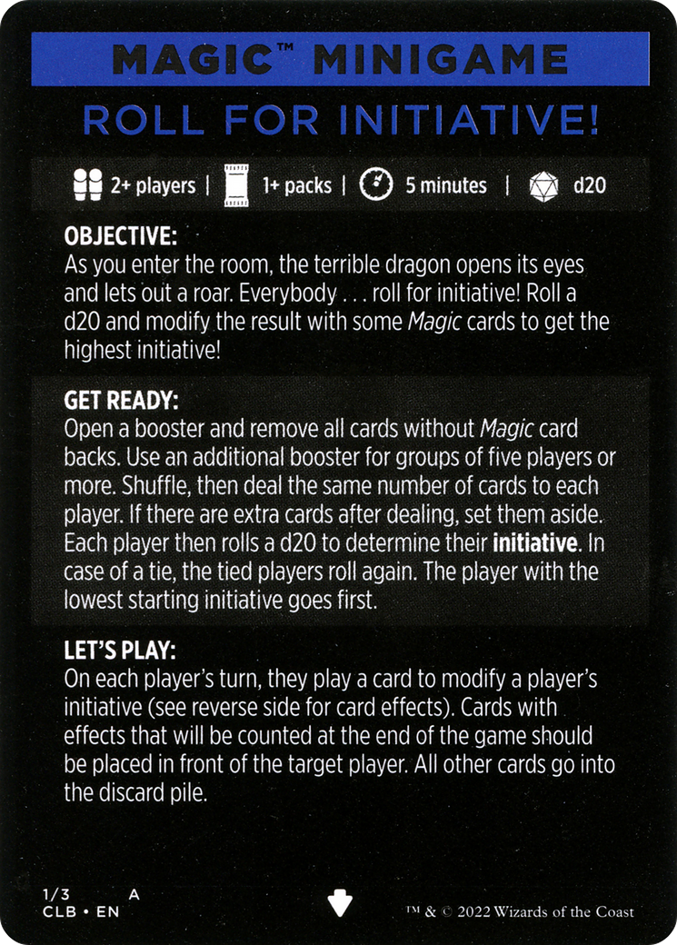Roll for Initiative! (Magic Minigame) [Commander Legends: Battle for Baldur's Gate Minigame] | Exor Games Summserside