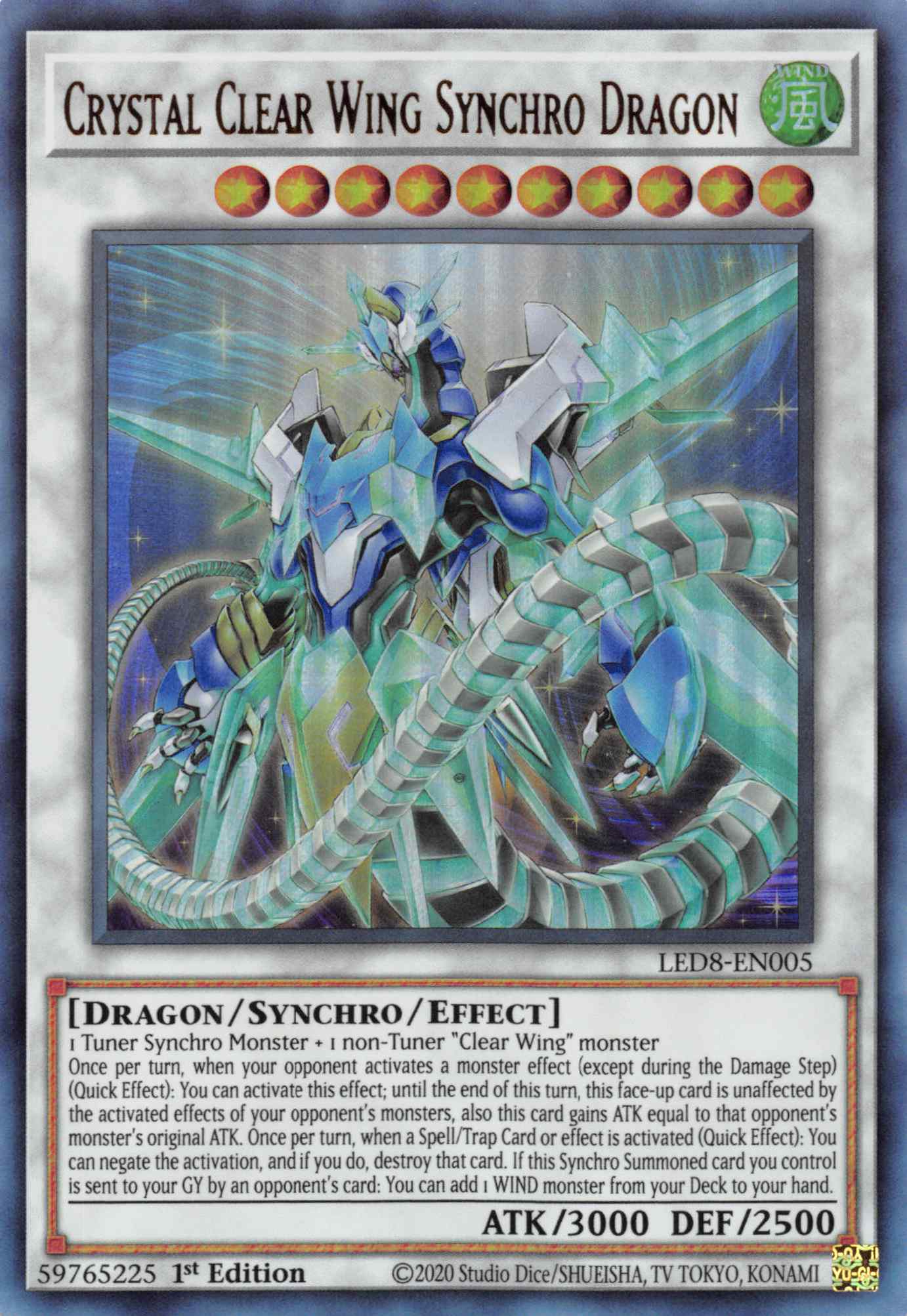 Crystal Clear Wing Synchro Dragon [LED8-EN005] Ultra Rare | Exor Games Summserside