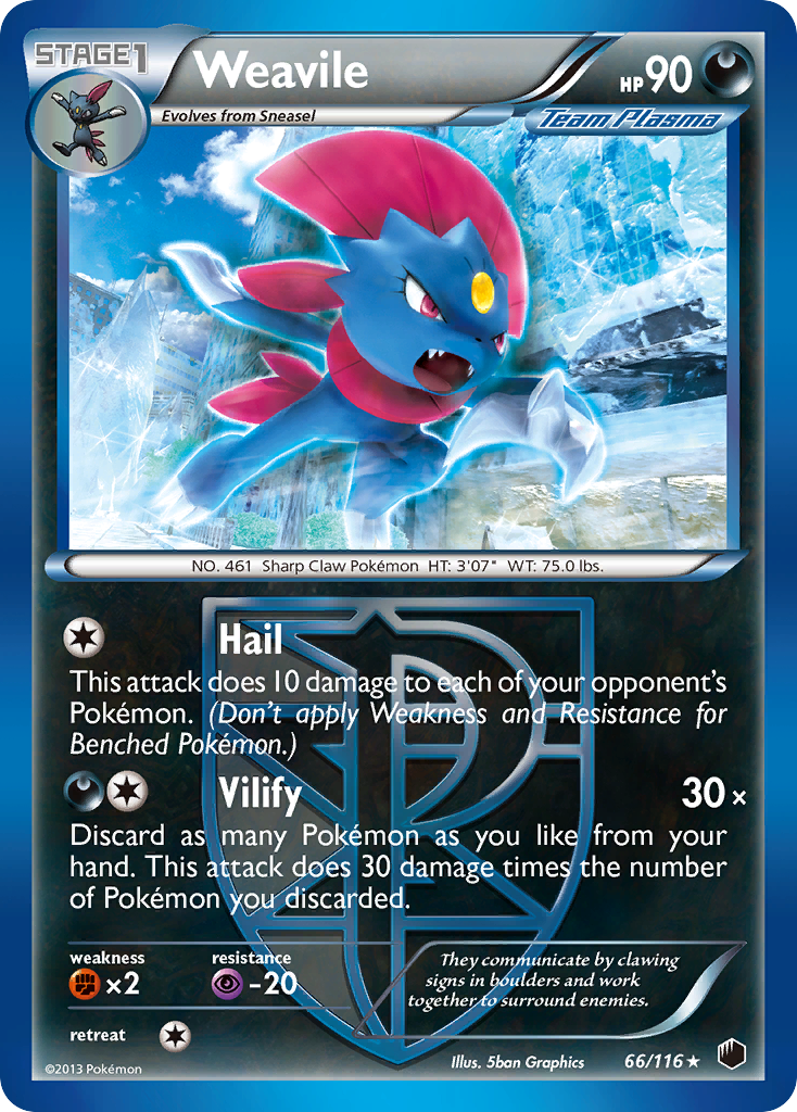 Weavile (66/116) [Black & White: Plasma Freeze] | Exor Games Summserside