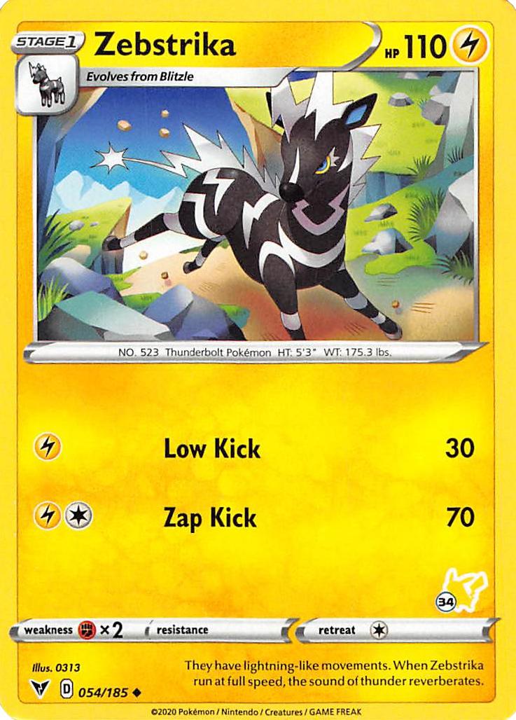 Zebstrika (054/185) (Pikachu Stamp #34) [Battle Academy 2022] | Exor Games Summserside