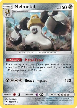 Melmetal (129/214) (Cosmos Holo) [Sun & Moon: Unbroken Bonds] | Exor Games Summserside