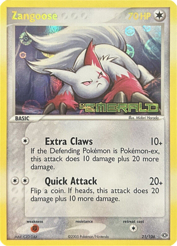 Zangoose (21/106) (Stamped) [EX: Emerald] | Exor Games Summserside