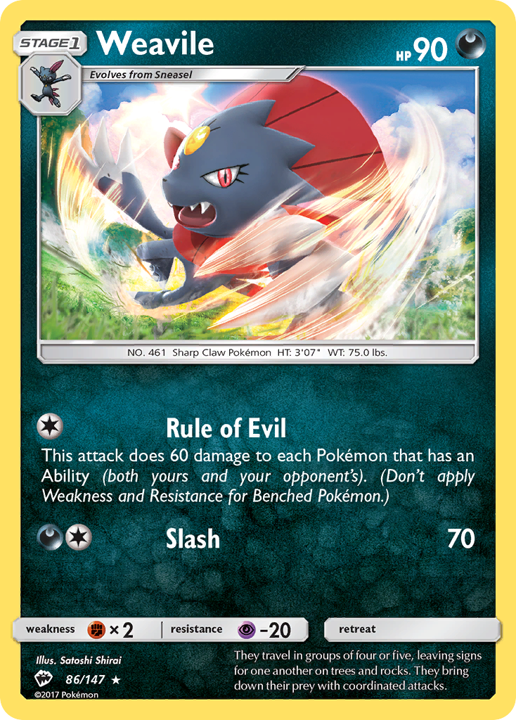 Weavile (86/147) [Sun & Moon: Burning Shadows] | Exor Games Summserside