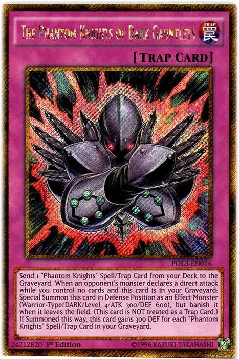 The Phantom Knights of Dark Gauntlets [PGL3-EN016] Gold Secret Rare | Exor Games Summserside