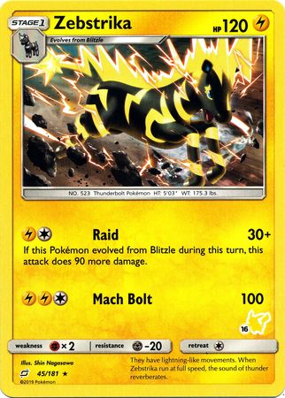 Zebstrika (45/181) (Pikachu Stamp #16) [Battle Academy 2020] | Exor Games Summserside