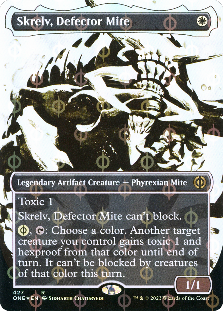 Skrelv, Defector Mite (Borderless Ichor Step-and-Compleat Foil) [Phyrexia: All Will Be One] | Exor Games Summserside