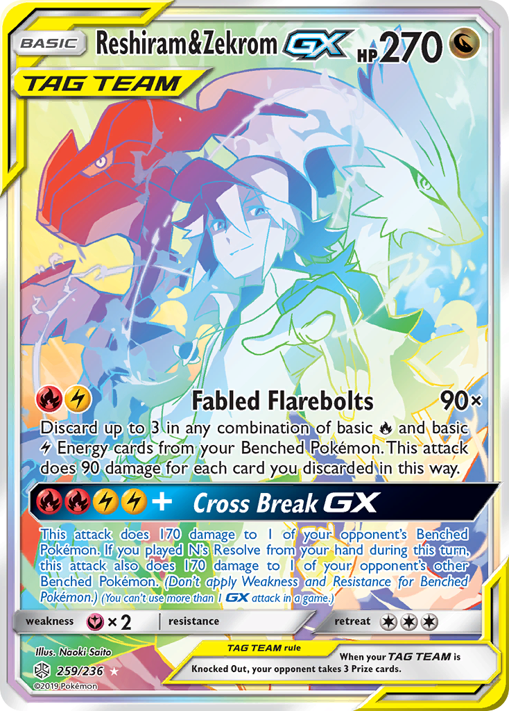 Reshiram & Zekrom GX (259/236) [Sun & Moon: Cosmic Eclipse] | Exor Games Summserside