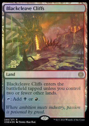 Blackcleave Cliffs [Phyrexia: All Will Be One Prerelease Promos] | Exor Games Summserside