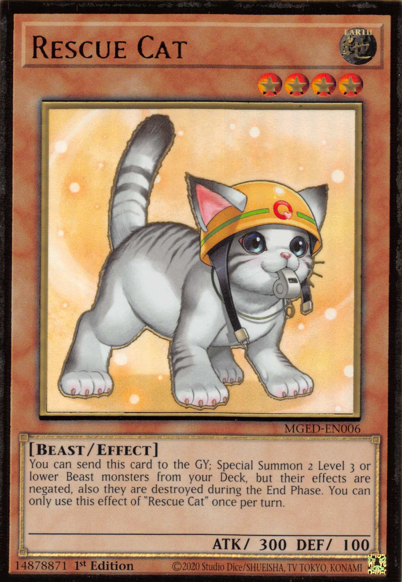 Rescue Cat (Alternate Art) [MGED-EN006] Gold Rare | Exor Games Summserside