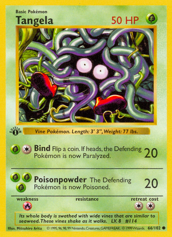 Tangela (66/102) (Shadowless) [Base Set 1st Edition] | Exor Games Summserside