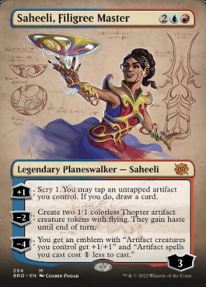 Saheeli, Filigree Master (Borderless Alternate Art) [The Brothers' War] | Exor Games Summserside