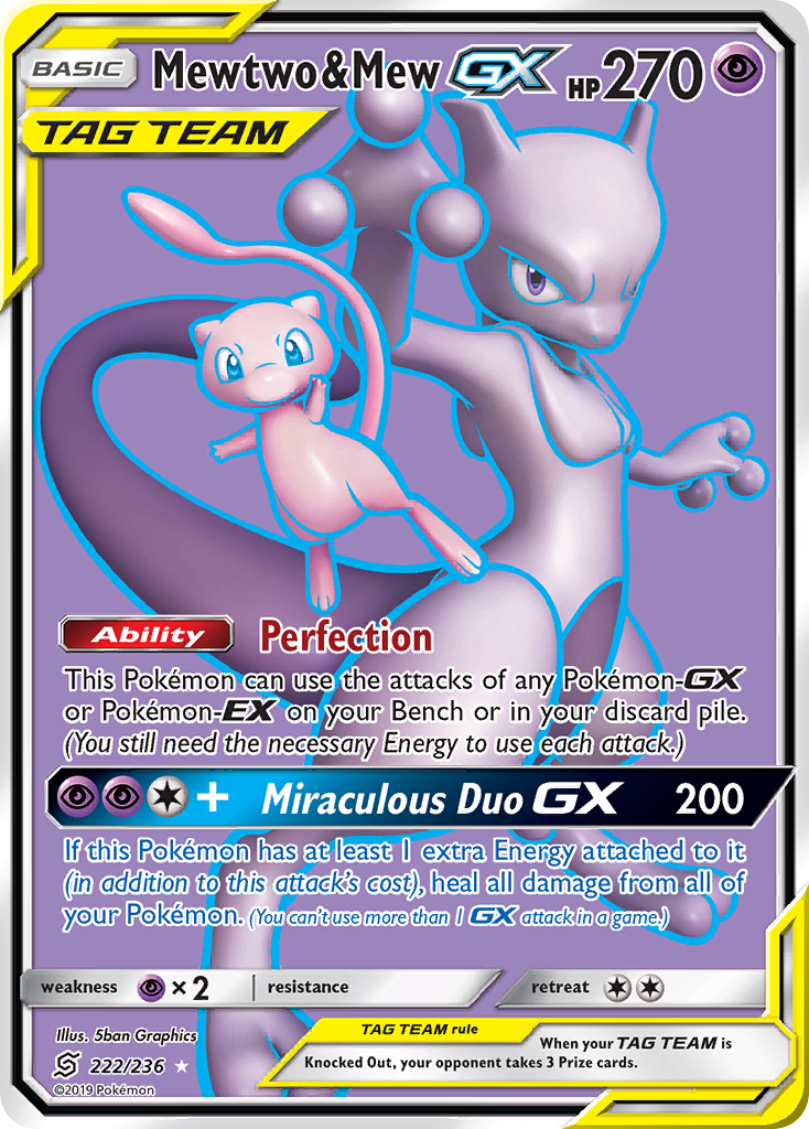 Mewtwo & Mew GX (222/236) [Sun & Moon: Unified Minds] | Exor Games Summserside