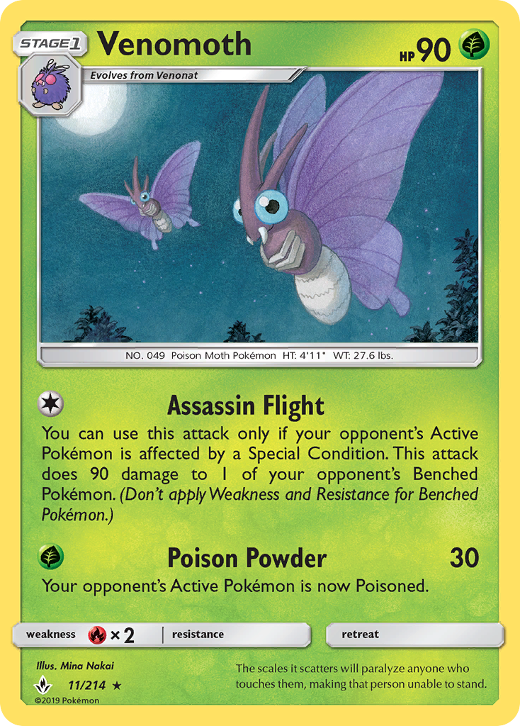 Venomoth (11/214) [Sun & Moon: Unbroken Bonds] | Exor Games Summserside