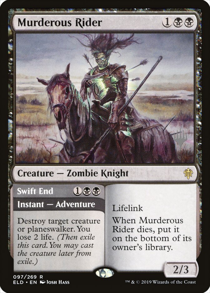 Murderous Rider // Swift End (Promo Pack) [Throne of Eldraine Promos] | Exor Games Summserside