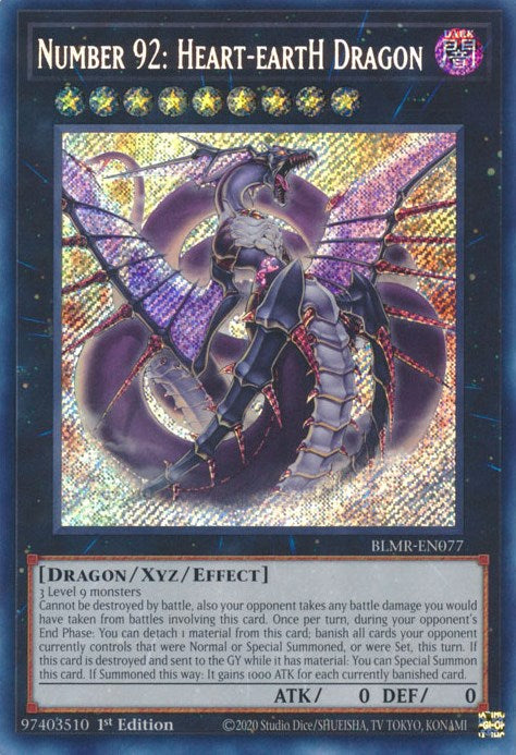 Number 92: Heart-eartH Dragon [BLMR-EN077] Secret Rare | Exor Games Summserside