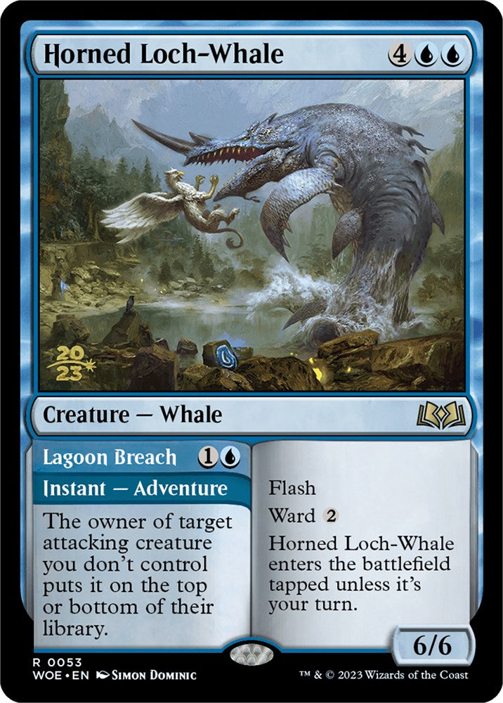 Horned Loch-Whale // Lagoon Breach [Wilds of Eldraine Prerelease Promos] | Exor Games Summserside