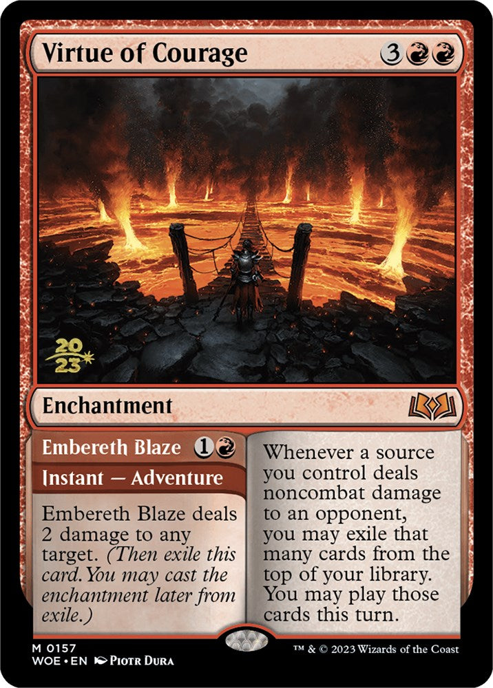 Virtue of Courage // Embereth Blaze [Wilds of Eldraine Prerelease Promos] | Exor Games Summserside