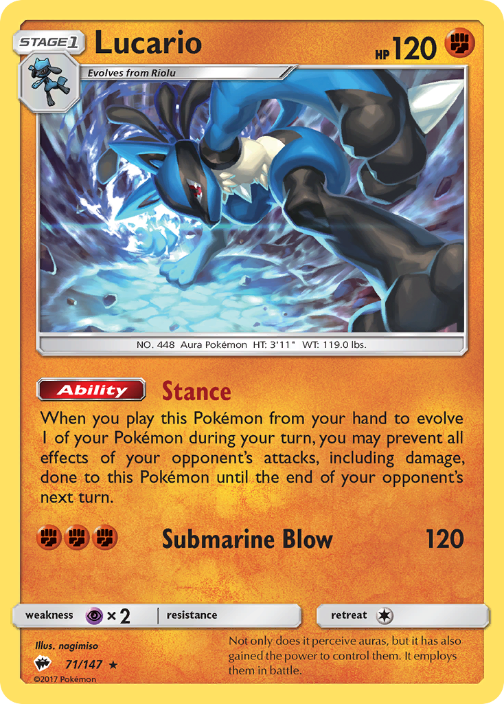 Lucario (71/147) [Sun & Moon: Burning Shadows] | Exor Games Summserside