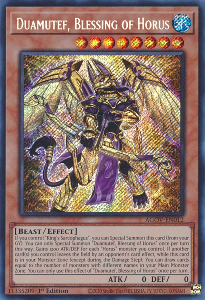 Duamutef, Blessing of Horus [AGOV-EN012] Secret Rare | Exor Games Summserside