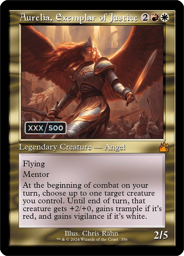 Aurelia, Exemplar of Justice (Retro) (Serialized) [Ravnica Remastered] | Exor Games Summserside