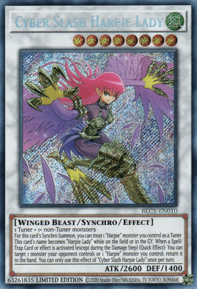 Cyber Slash Harpie Lady [BLC1-EN010] Secret Rare | Exor Games Summserside