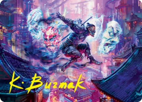 Thousand-Faced Shadow Art Card (Gold-Stamped Signature) [Kamigawa: Neon Dynasty Art Series] | Exor Games Summserside