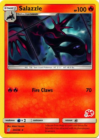Salazzle (34/236) (Charizard Stamp #7) [Battle Academy 2020] | Exor Games Summserside