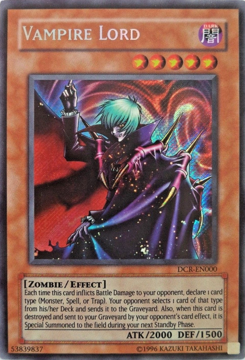 Vampire Lord [DCR-EN000] Secret Rare | Exor Games Summserside