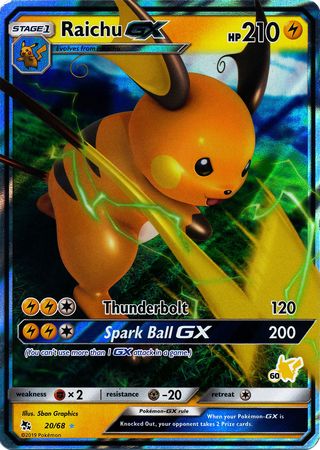 Raichu GX (20/68) (Pikachu Stamp #60) [Battle Academy 2020] | Exor Games Summserside