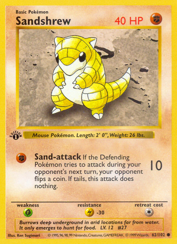 Sandshrew (62/102) (Shadowless) [Base Set 1st Edition] | Exor Games Summserside