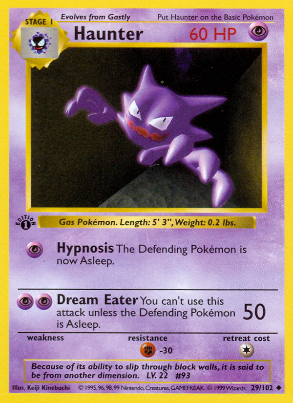 Haunter (29/102) (Shadowless) [Base Set 1st Edition] | Exor Games Summserside