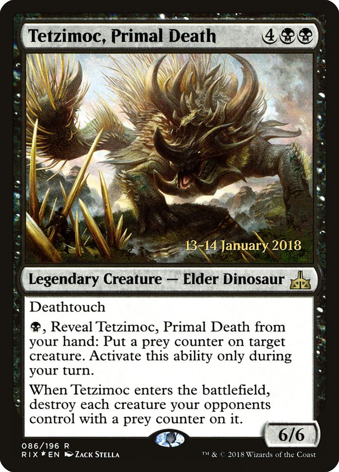 Tetzimoc, Primal Death [Rivals of Ixalan Prerelease Promos] | Exor Games Summserside