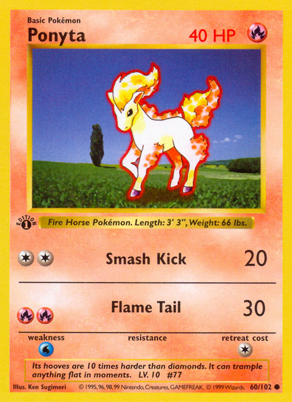 Ponyta (60/102) (Shadowless) [Base Set 1st Edition] | Exor Games Summserside