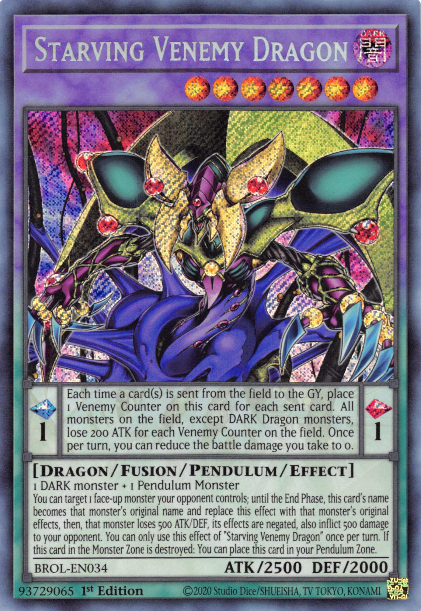 Starving Venemy Dragon [BROL-EN034] Secret Rare | Exor Games Summserside