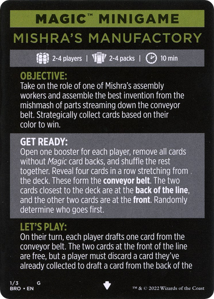 Mishra's Manufactory (Magic Minigame) [The Brothers' War Minigame] | Exor Games Summserside