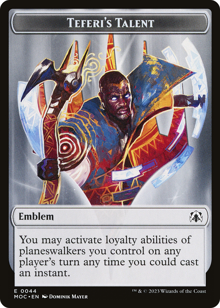 First Mate Ragavan // Teferi's Talent Emblem Double-Sided Token [March of the Machine Commander Tokens] | Exor Games Summserside