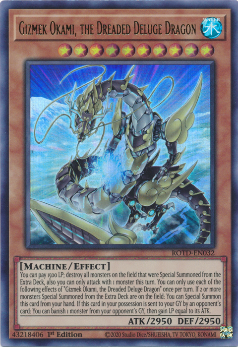 Gizmek Okami, the Dreaded Deluge Dragon [ROTD-EN032] Ultra Rare | Exor Games Summserside