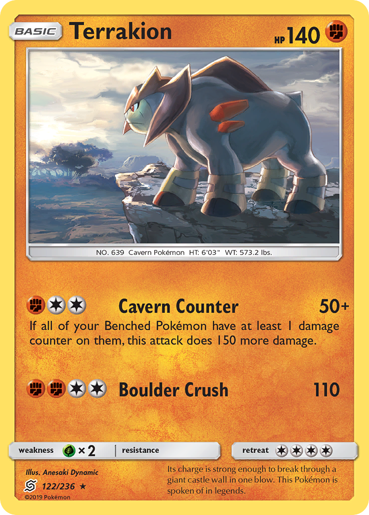 Terrakion (122/236) [Sun & Moon: Unified Minds] | Exor Games Summserside