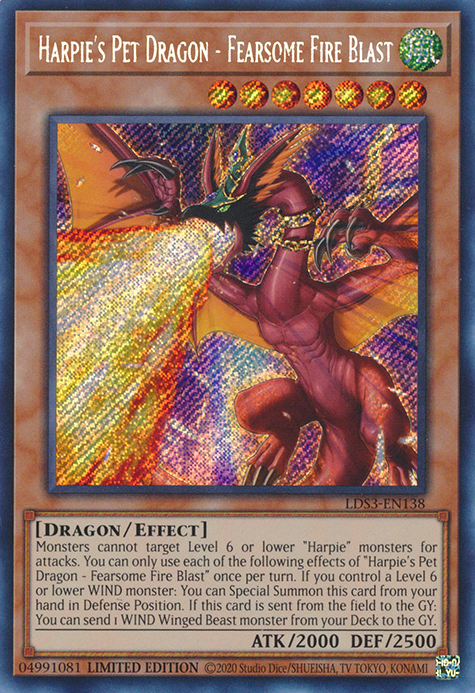 Harpie's Pet Dragon - Fearsome Fire Blast [LDS3-EN138] Secret Rare | Exor Games Summserside